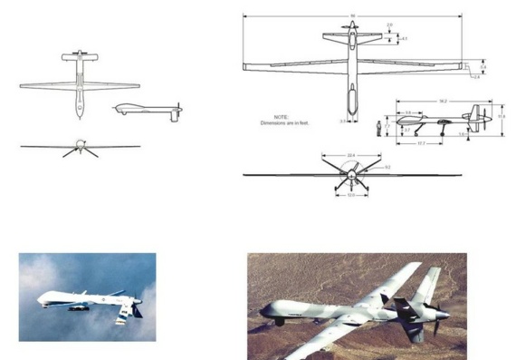 General Atomics MQ-9 Reaper aircraft drawings (figures)